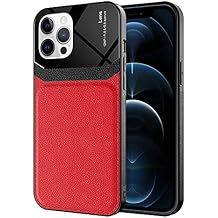Elfia Apple iPhone 12 Pro ile Uyumlu K l f Silikon  nce Deri G r n ml   st K s m Parlak Tarz Kapak Emiks K rm z