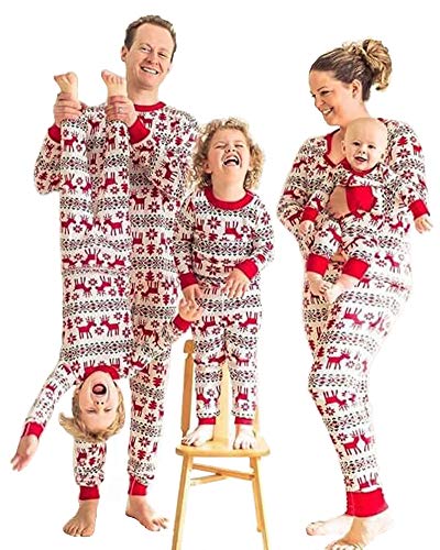 Matching Family Pajamas Sets Christmas PJ's with Bear Printed Tee and Plaid Pants Loungewear