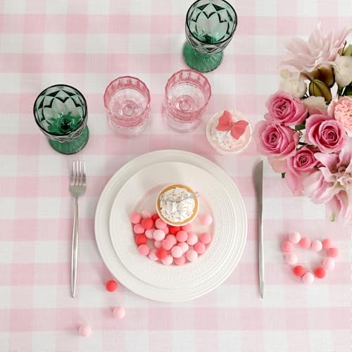 Rectangle-Table-Cloth-for-Spring-Summer-Valentines-Day-Easter-Christmas-Tablecloth-Farmhouse-Checkered-Cotton-Tablecloths-55-x-84Pink Rectangle Table Cloth for Spring Summer Valentines Day Easter Christmas Tablecloth Farmhouse Checkered Cotton Tablecloths 55 x 84Pink