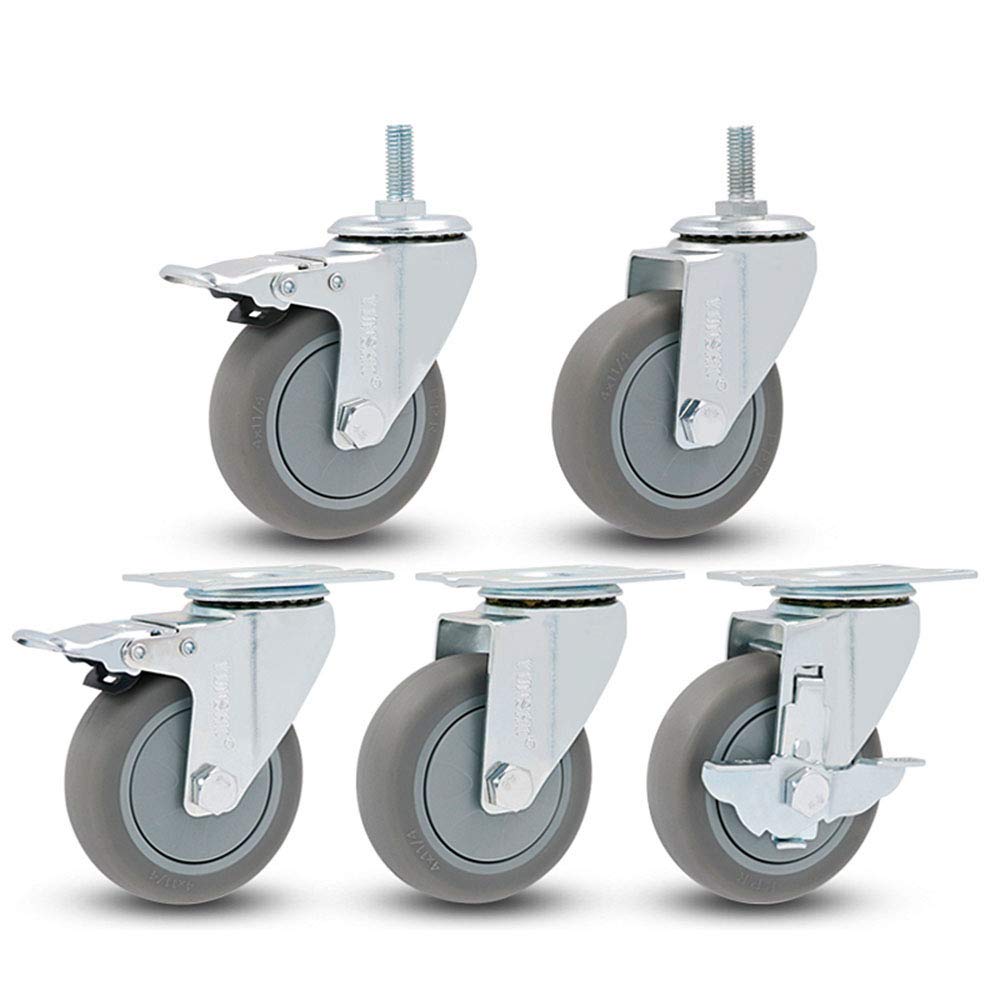 roulettes pivotantes Robustes de 75 mm (3 Pouces), roulettes à Tige avec Freins, roulettes pour Meubles, idéales pour déplacer Un Porte-Fleurs ou Un canapé, Lot de 4.