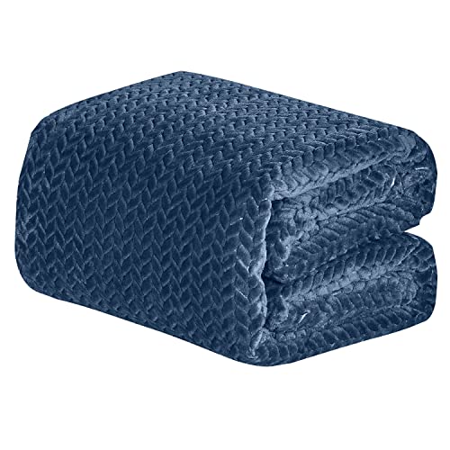 Image of Elegant Comfort Lightweight Printed Throw Blanket- All Season, Ultra Soft, Cozy and Plush- Decorative Throw Blankets, Perfect for Lounging, 50 x 70 inches, Chevron Blue, Throw Blanket