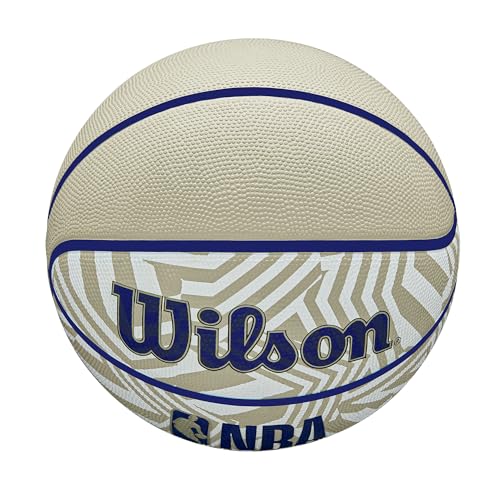 Image of WILSON NBA DRV Plus Dazzle Camo Outdoor Basketball - Beige /Blue, Size 7-29.5 inch