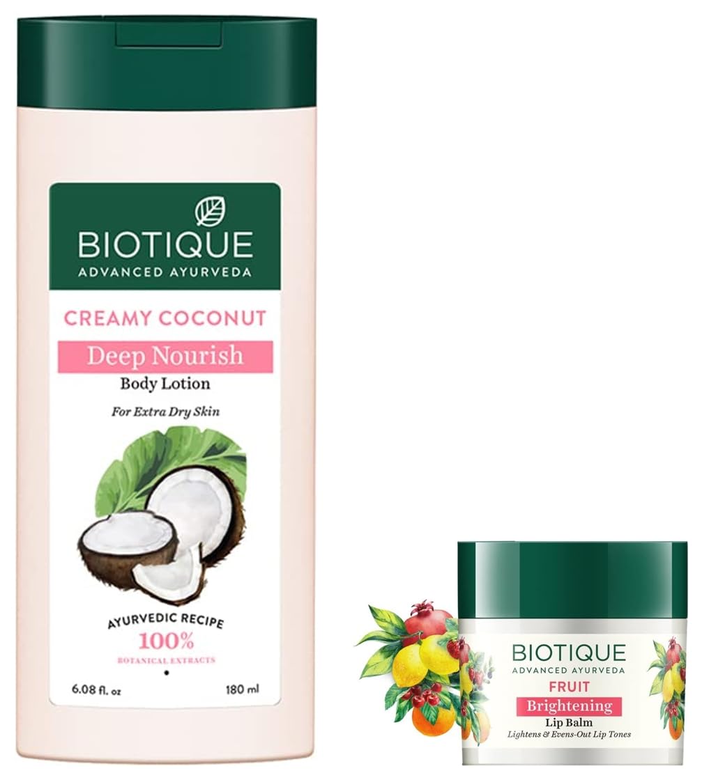 Biotique Bio Fruit Whitening Lip Balm, 12g & Biotique Bio Creamy Coconut Ultra-Rich Body Lotion for Extra Dry Skin, 180ml-image-25