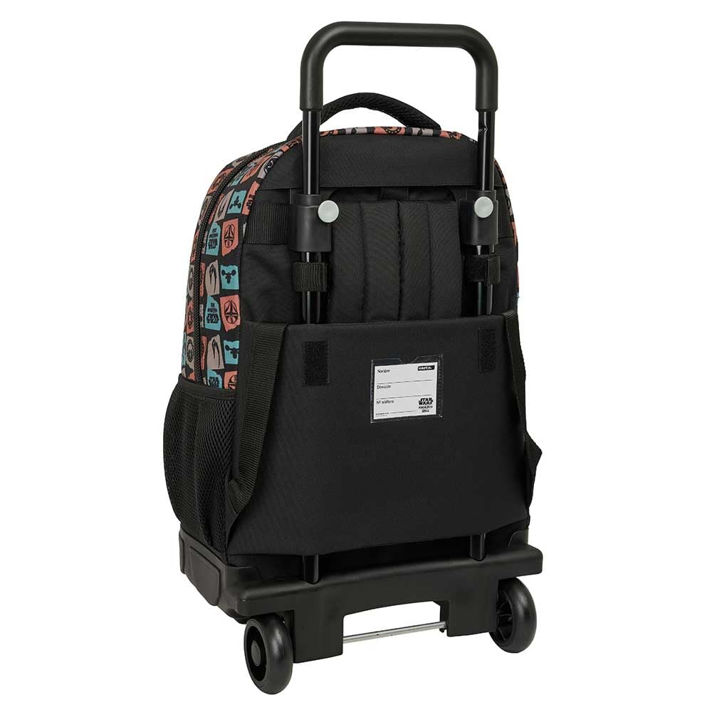 Safta | Mochila Grande con Ruedas Mandalorian & Grogu Compact Evolution Extraíble, Mochila Escolar Juvenil Lavable, Espalda y Hombreras Acolchadas, Portabotellas, Base Reforzada, Medidas 33x22x45 cm