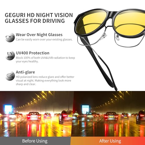 Image of GEGURI Polarized Sunglasses Fit Over Glasses for Men Women, Oversized Square Sun Glasses UV400 Protection Shades