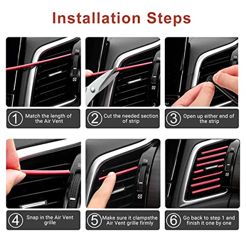 Obvis 20 Pcs Red Car Vent Outlet Trim Strip Chrome Pvc Car Air Conditioner Vent Outlet Decoration Decorating Strip Interior Accessories Diy #TOP4