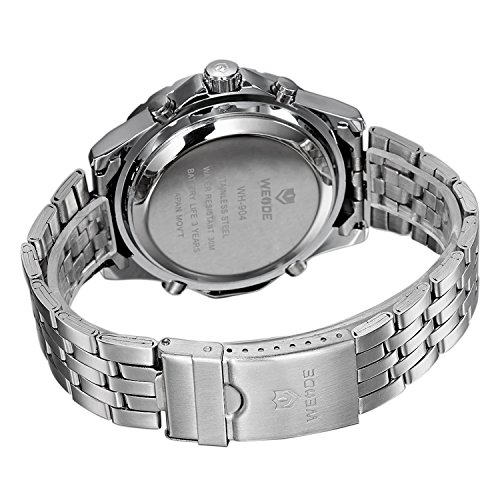 Image of Weide Big & Bold Dial Design,Original Japan Module PC21S Movement & LED Digital Movement Steel Band Analog Digital Watch 904-1C