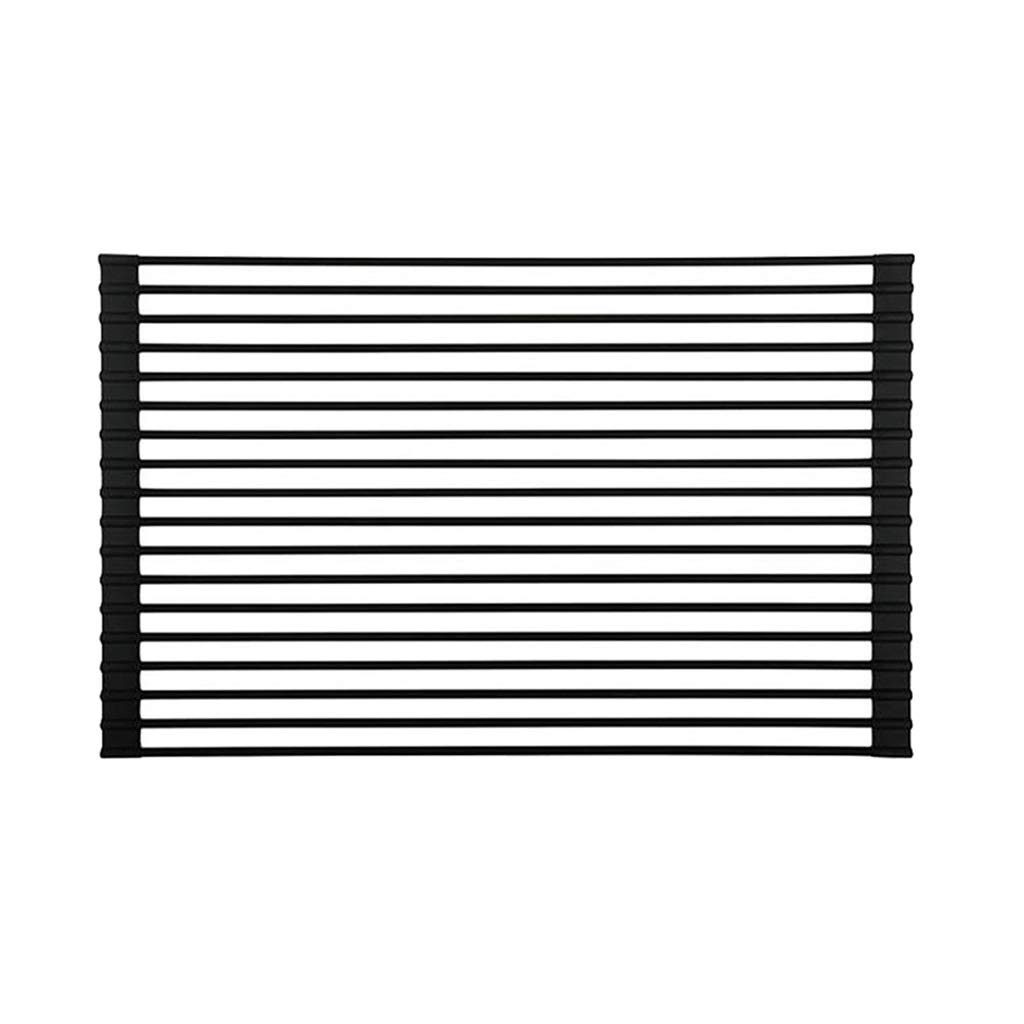 Égouttoir à vaisselle enroulable – Égouttoir pliable en acier inoxydable, tapis résistant à la chaleur, tapis d'évier multi-usage pour sécher et égoutter la vaisselle