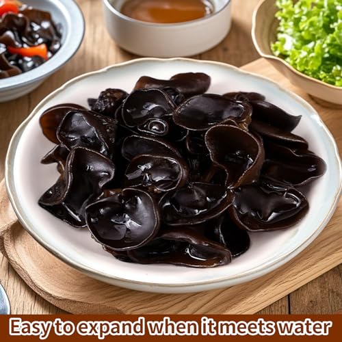 Image of MEIMIDUO 3.0 Oz /85g Dried Black Fungus Wood Ear Mushrooms - All Natural Vegan, Premium Dried Mushrooms For Cooking, Soup, Hot Pot - Resealable Sealable Plastic Can Packaging