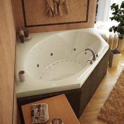 St. Barts 60 x 60 x 23" Corner Air and Whirlpool Jetted Bathtub Color/Trim / Tile Flange / Pump: Bone / Brushed Nickel / Yes / Right