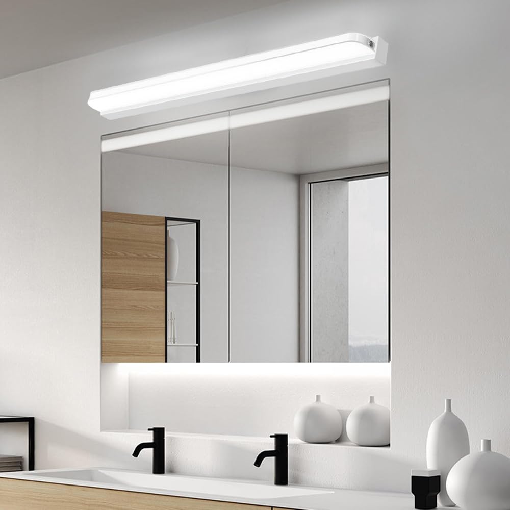 Aplique pared interior 6000K, lampara espejo baño led, lámpara de pared led largo 60cm, 14W moderna apliques dormitorio, sala de estar, pasillo (Blanco-14W)