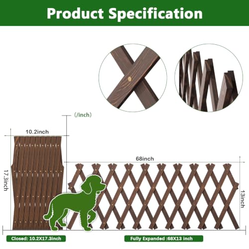 Image of Expandable Garden Trellis, 13 inch x 68 inch Trellis for Climbing Plants Outdoor, Wooden Lattice Fence Wall Panel Lattice Panels for Outside, for Climbing Plants Vine Ivy Rose Cucumbers Clematis (1PCS)