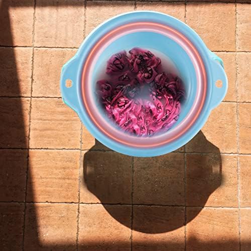 Multi-Functional Washing up Bowl Folding Washbasin Collapsible Basin Washing Basket Save The Kitchen Space Washbasin for Outdoor Travel Camping Hiking Kitchen Transport Water (Blue)