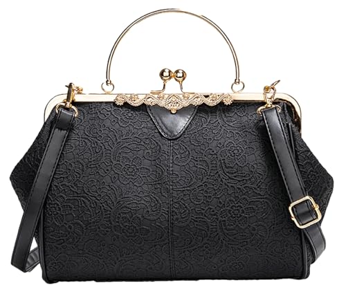 2025 Kiss Lock Lace Handbag Women Elegant Satchel Style Large Purse Crossbody Bag Work Daily Date Evening Party Clutch