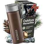 BACHGOLD® Botella filtro purificador para exterior...: AGUA POTABLE LIMPIA - Nuestra botella agua filtro para exteriores elimina el 99,99% de todas las bacterias, protozoos y otros patógenos gracias a su potente membrana de fibra hueca que incluye filtro de carbón activo APLICACIÓN VERSÁTIL - La botella ...