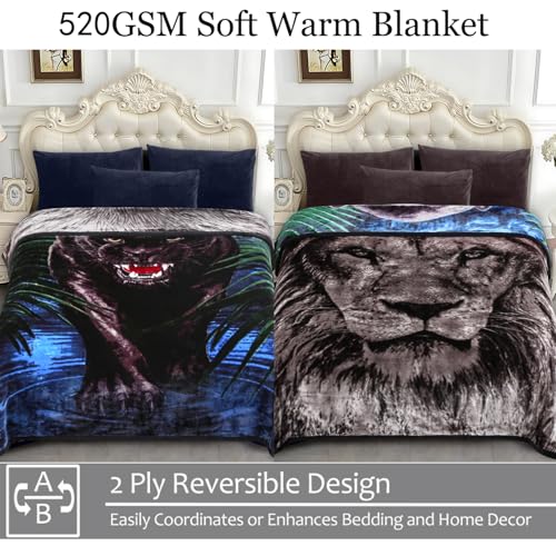 Image of JYK Queen Faux Mink Fleece Blanket 520GSM, 5.7LB - 2 Ply Raschel Blanket