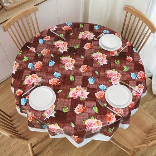 Image of Dakshya Industries PVC Waterproof Round Table Cover for 4 Seater Dining Table | 60 Inch Round Printed Table Cover | Spill Proof, Oil Resistant, Heat Resistant, Wipe Clean