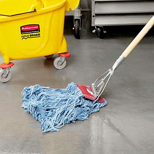 Image of Rubbermaid Commercial Products Super Stitch Large 24 OZ Blend Wet Mop, 5 inch Headband, Blue, for General Purpose Cleaning of Hard Floors Including Hardwood /Tile /Concrete