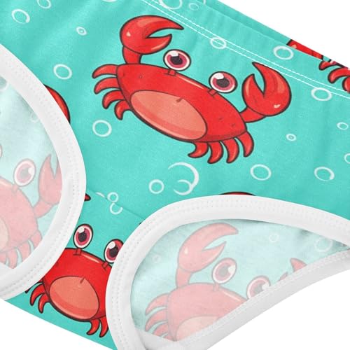 Cute Cartoon Red Crabs Turquoise Panties Little Girl Girls Underwear Toddlers Cotton Stylish Briefs Underpants 2t4
