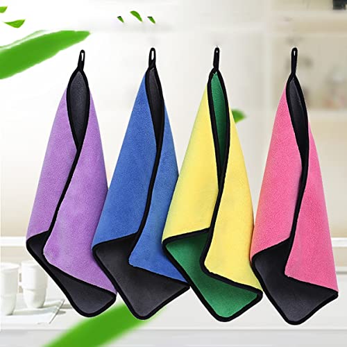 Image of wolpin Microfiber Cleaning Cloths, 3 Pcs (20 x 30 cms) Multi-Colour | Highly Absorbent, Lint and Streak Free, Multi -Purpose Wash Cloth for Kitchen, Car, Window, Stainless Steel, Silverware, 300 GSM