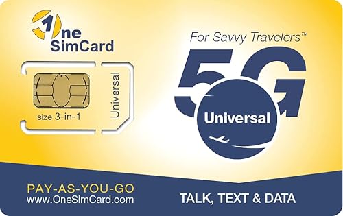 OneSimCard Tarjeta SIM universal E 3 en uno para uso en más de 200 países con crédito de $5. Voz, texto y datos móviles tan bajos como $0.01 por MB. disponible en Yaxa Colombia