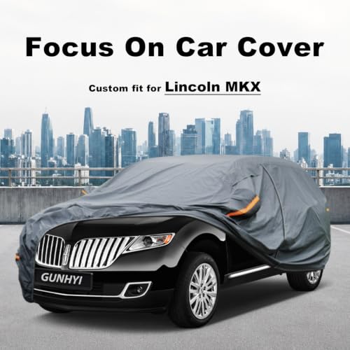 Image of GUNHYI Premium Car Cover Custom Fit Lincoln MKX, 16 Layers Heavy Duty Car Cover Waterproof All Weather with Zipper Door for Sun Rain Snow Dust Uv Protection
