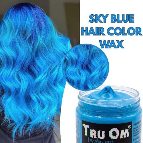 Image of Temporay Hair Color Wax | Metallic Shine | For Men & Women | DIY Instant Hair Color | Temporay Color 1 Day 1 Wash | No Ammonia, Bleach & Damage | Sky Blue - 100 gram