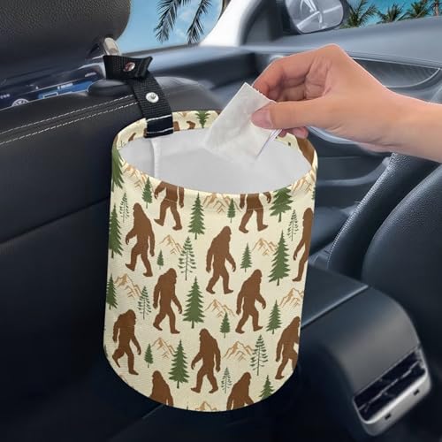 Image of Bigfoot Forest Mountain Car Trash Can Collapsible Portable Small Car Garbage Bin for Front Seat, Back Seat, Floor, Headrest Rubbish Bin Universal for SUV Trucks