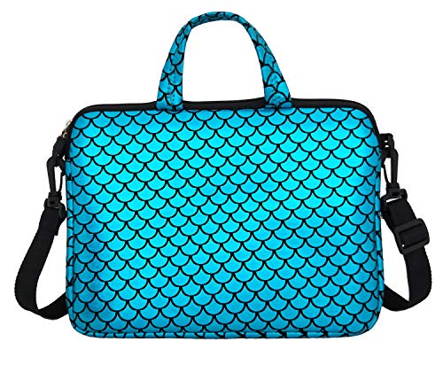 11.6-Inch Laptop Shoulder Messenger Carrying Bag Case Sleeve For 11" 11.6" 12" 12.5 inch Macbook/Notebook/Ultrabook/Chromebook, Mermaid Scale (Blue)