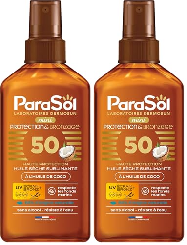 Parasol Spray Mini Huile Sèche 50 FPS Protection & Bronzage (Lot de 2)