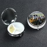 Kleine Pillendose, tragbar, 3 Fächer, Metall, Pillendose, Vitamin-Halter, Organizer, niedliches Deutschland, Schloss Neuschwanstein, Reise-Pillendose für Geldbörse, Tasche