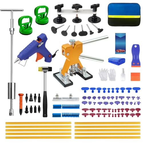 Image of 109PCS Dent Removal Kit with T-Bar Slide Hammer & Bridge Puller for Cars | Paintless Dent Removal Kit with T-Bar Slide Hammer, Bridge Puller & 58 Tabs for Cars, Trucks & SUVs