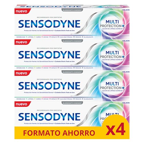 Sensodyne Multiprotezione sbiancante dentifricio per la cura quotidiana, protezione contro la sensibilità dentale, confezione da 4 x 75 ml