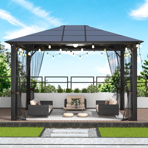 Sannwsg HARDMGAZHT1012 Heavy Duty Gazebo,Gazebo 10X12 Gazebos For Patios,Hardtop Garden Gazebo thumb #1