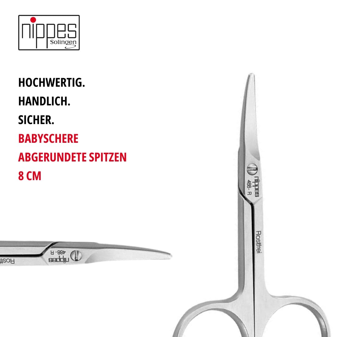 nippes Solingen Professional Baby Scissors, Silver, 8cm (Babyschere) - Image 2