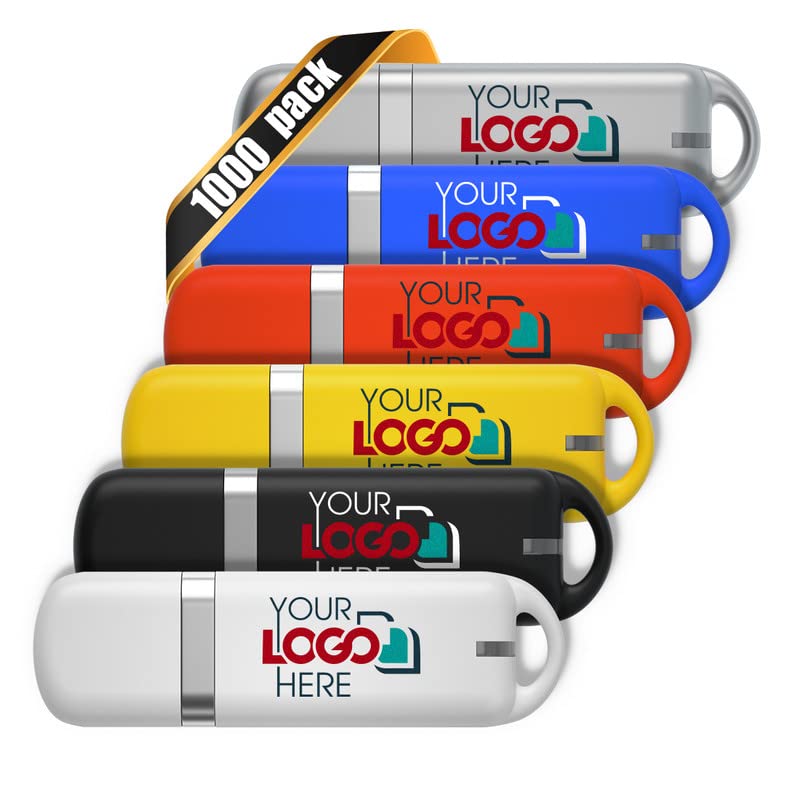 Possibox Custom Slim USB Flash Drive Personalized Memory Stick With Printed Logo 64GB 3.0 1000 Pack
