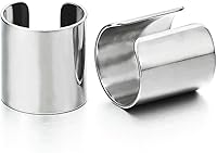 COOLSTEELANDBEYOND 2PCS Stainless Steel Non-Piercing Ear Cuff Clip-On Earrings for Men & Women - Polished, Lightweight Cuffs