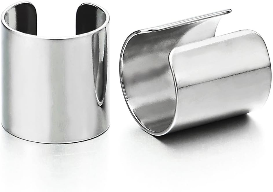 2pcs Stainless Steel Ear Cuff Ear Clip Non-Piercing Clip On Earrings for Men and Women