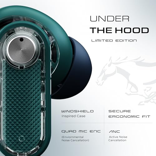 Image of GOBOULT Mustang Sprint in Ear Earbuds with 60H Playtime, Amp App Support, 32dB Active Noise Cancellation, Quad Mic ENC, Dual Device Pairing, 10mm Drivers, BTv 6.0 TWS (Neon Green)