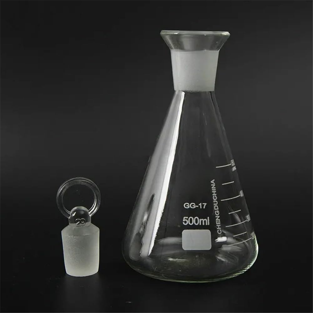 Cristalería de Laboratorio 1 juego de matraces triangulares de vidrio, matraces medidores de yodo de 50 ml, 100 ml, 150 ml, 250 ml, 500 ml y 1000 ml.(1000ml)