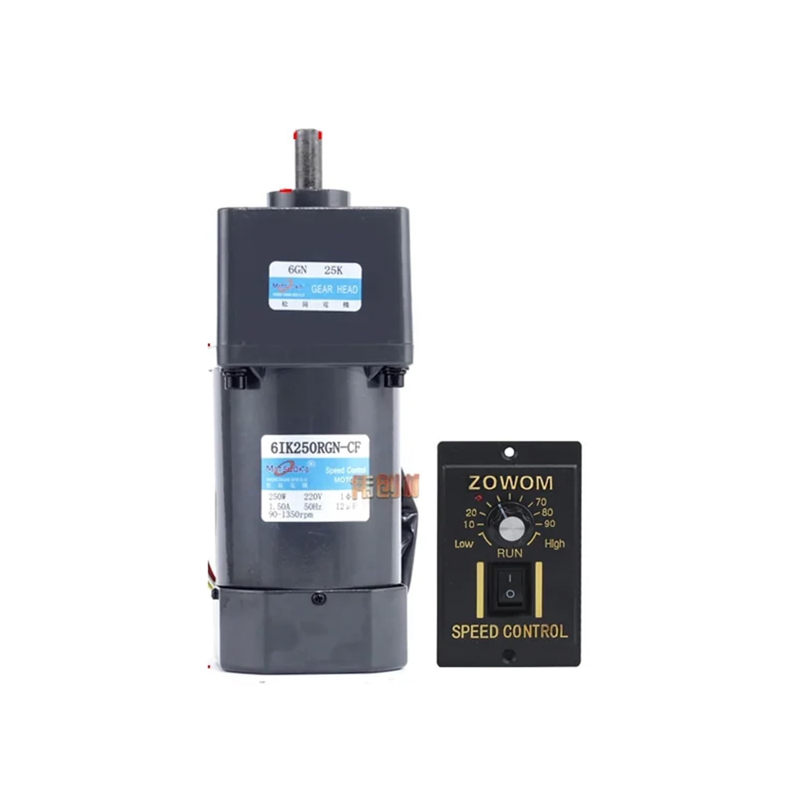 ANERTQUIH 6IK250RGN-CF 250W 220V AC Gear Speed Control Induction Motor Forward and Reverse Adjustable + Controller(135RPM)