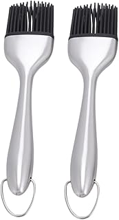 FELTECHELECTR 2 peças Escova de silicone para pastelaria, ferramentas de churrasco, molho, escova de carne, churrasco, escova de óleo de churrasco, escova de grelha, escova de cozimento de prata, escova de manteiga vazada