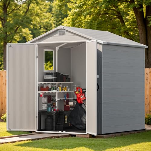 Image of Patiowell 6X6 FT Outdoor Storage Shed with Lockable Door and Floor