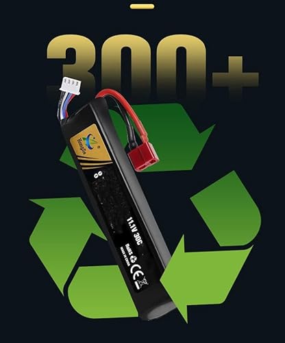 Airsoft Battery 11.1V 3s 30C 1400mAh Rechargeable LiPo Battery with T-Plug to Cable Connector Mini Tamiya USB Charger for Guns Models Airsoft Batteries Gel Accessories 2PCS - Image 8