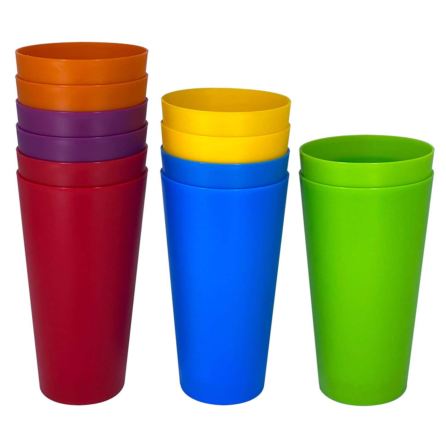 Set 12 Bicchieri Di Plastica Grandi 907 Ml – 6 Colori Assortiti – Infrangibili, Lavabili In Lavastoviglie, Senza BPA - 4