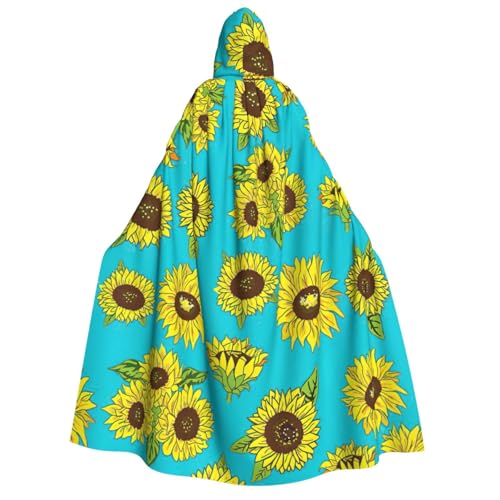 Cape de sorcière à capuche motif tournesols pour exprimer votre créativité en cosplay