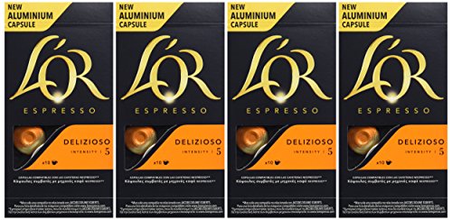 L'Or Espresso Café Delizioso Intensidad 5 - 40 cápsulas de aluminio compatibles con máquinas Nespresso (R)* (4 Paquetes de 10 cápsulas)