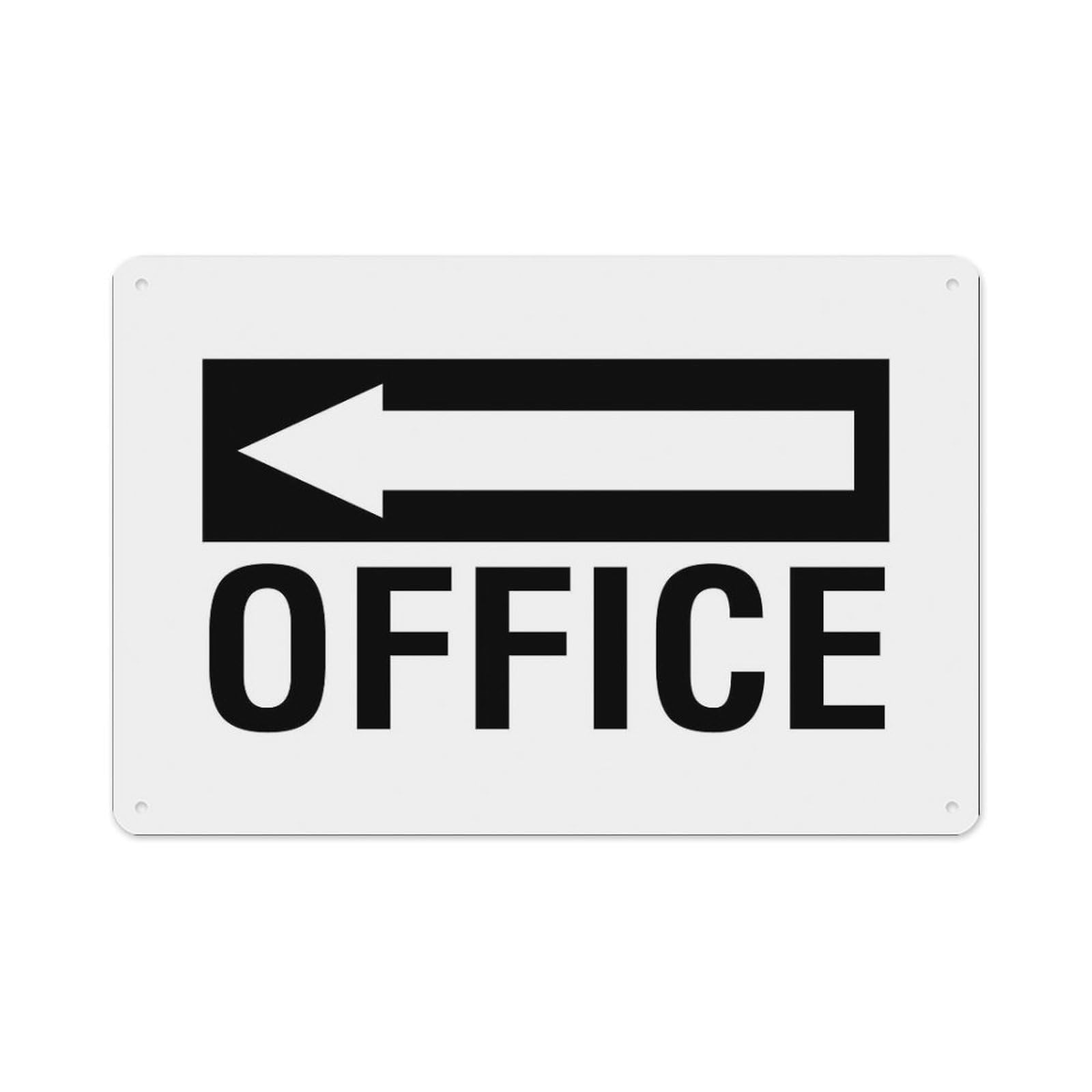 Peiyeety A04 Office (Arrow Left) Sign Aluminum Tin Warning Signs For Home Outdoor Garden 8X12 Inches