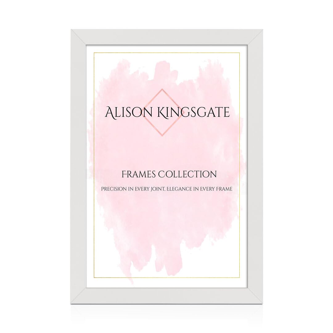 Alison Kingsgate Modern 80X60CM White Picture Frames- Engineered Wood Photo Frame with Shatterproof Perspex Front- Ideal for Posters, Certificates & Artwork- Wall Mount or Tabletop Display