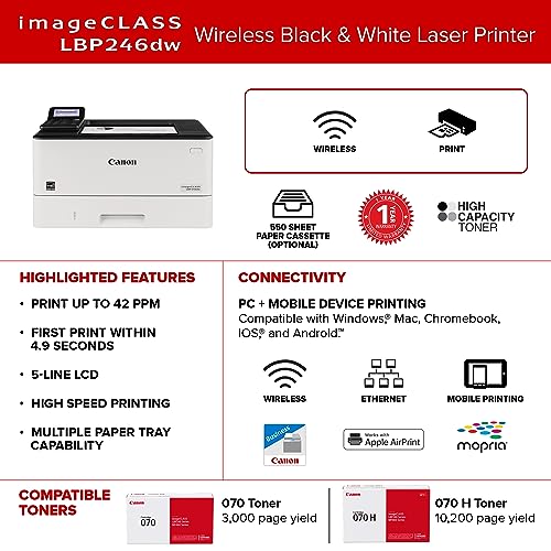Canon 5952C005 Imageclass Lbp246Dw Wireless, Mobile Ready, Duplex Laser Printer thumb #7